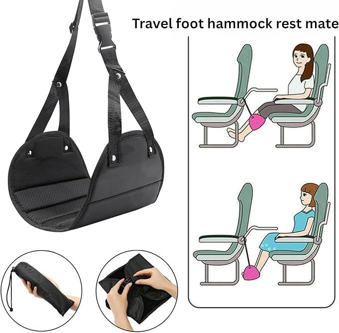 1-Pack Foot Hammock for Plane Travel | Adjustable and Lightweight Portable Under Desk Foot Rest for Air Travel and Office | Essentials to Relax Your Feet