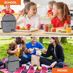 opux Premium Insulated Lunch Box, Soft School Lunch Bag for Kids Boys Girls, Leakproof Small Lunch Pail Men Women Work, Reusable Compact Cooler Tote Lunchbox for Office Adult, Light Grey