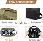 BAGSMART Toiletry Bag for Men, Canvas Travel Toiletry Organizer Dopp Kit Water-resistant Shaving Bag for Toiletries Accessories (Green, Medium)