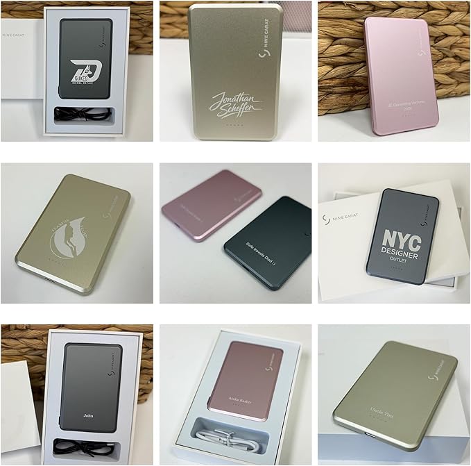 Custom Engraving Power Bank 5000mah,Customized Portable Charger with Name,Logo,Picture,Gift for Employees,Clients(Misty Rose)