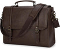 IGOLUMON Messenger Bag for Men 15.6 inch Vintage Leather Waterproof Laptop Briefcase for Men Large Computer Laptop Bag Leather Satchel Bag Retro Shoulder Bag for Office Business College, Coffee