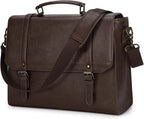 IGOLUMON Messenger Bag for Men 15.6 inch Vintage Leather Waterproof Laptop Briefcase for Men Large Computer Laptop Bag Leather Satchel Bag Retro Shoulder Bag for Office Business College, Coffee