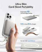 Baseus Picogo Qi2 15W Magsafe Portable Charger, 0.5" Ultra Slim 10000mAh Wireless Power Bank with 27W Built-in USB-C Cable, Magnetic Battery Pack for iPhone 17 Pro Max/17 Pro/Air/16/15/14/13/12
