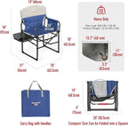 SUNNYFEEL Heated Camping Directors Chair, Heavy Duty,Oversized Portable Folding Chair with Side Table, Pocket for Beach, Fishing,Trip,Picnic,Lawn,Concert Outdoor Foldable Camp Chairs