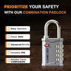 SURE LOCK TSA Accepted Combination Luggage Padlock for Gun Cases, Transporting Equipment Cases in Trade Show, Music and Medical Industries (1, Silver)