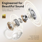 Kinglucky Jewelry-Inspired Clip-On Earbuds with Butterfly Earrings, Comfortable Fit & 50H Playtime Open Ear Bluetooth 5.4 Wireless Headphones for Women, Small Ears, Sports & Workouts (White)