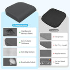TranquilRelax XLarge Seat Cushion, Soft Foam Cushion for Long Sitting Hours on Office Chair, Home & Car, Non-Slip Chair Pad for Relieving Back & Sciatica & Hip & Coccyx Pain (Grey)