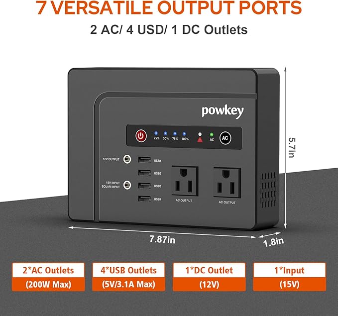 powkey 200W Portable Power Bank with Solar Panel 40W, 146Wh Power Bank with AC Outlet, High Eifficiency Waterproof Solar Panel Kit with Battery Bank for Outdoor Camping Home Backup