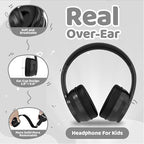 MIDOLA Kids Headphones Bluetooth 5.4 Wireless 68H Play Time Volume Limit 85/94dB Over-Ear Foldable Headset,Type-C Fast Charging,with Wired Aux Mic for Toddler Child Pad Tablet Black