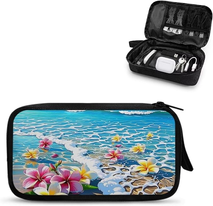 Beach Electronic Organizer Tech Accessory Pouch Electronic Accessories Carry Case Storage Bag for Cable Cord SD Card Travel Bag Cable Organizer