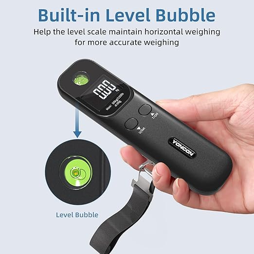 Luggage Scale - 110lb Digital Suitcase Weight Scale with LCD Display, 3 Units (lb/kg/oz) and Tare Function, Portable Travel Essentials for Backpacks, Packages and Outdoor Gear (Black)