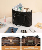 LOVEVOOK Laptop Bag for Women, 17.3 Inch Work Tote Computer Bag With Large Cup Holder, Lightweight Large Laptop Briefcase for Travel, Bussiness, Teacher