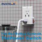 Oviitech 2 Pack Grounded Outlet Wall Tap Adapter with On/Off Power Switch，Single Outlet with Switch in White