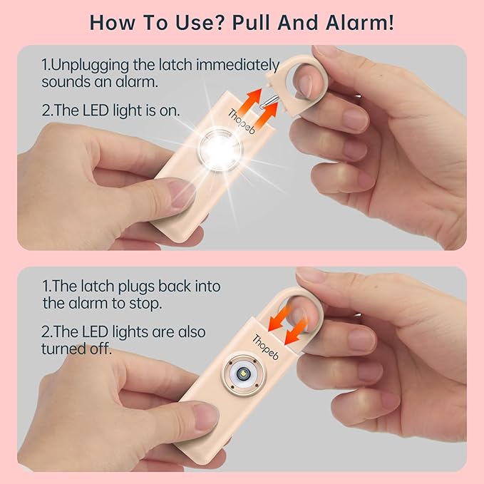 Thopeb–The Original Personal Safety Alarm for Women Self Defense – Elders & Kids Self Defense Keychain Siren – 135dB Loud Siren Bird Sound – Cute Key Chains Protection (Metallic Rose)