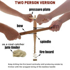 PSKOOK Bow Drill Kit Fire Starter, Primitive Wood, Survival Practice Friction Fire Tool for Scout Outdoor Activity Teaching, Outward Bound Training, Wildness Survival Beginner