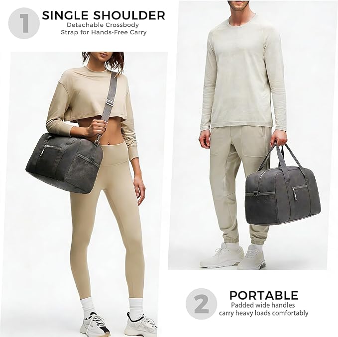 Uarition 14 inch Small Gym Bag for Men & Women, Mini Duffle Bag for Travel Sports, Lightweight Carry On Duffel Bag, Dark Grey