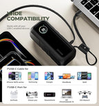 Dexnor 3-in-1 Portable Charger, 15,000mAh 65W Power Bank with Foldable AC Wall Plug and Built-in USB-C Cable, Fast Charging Battery Pack for iPhone, iPad, MacBook, Samsung, Cell Phones, Laptop etc.