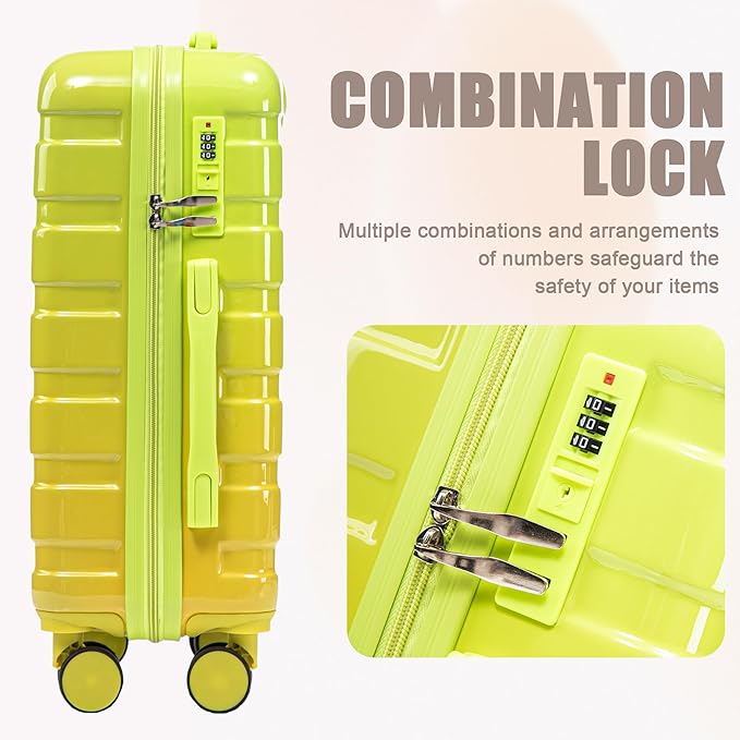 Kids Luggage Sets for Girls, 2 Piece Luggage Set, 20 Inch Rotating Wheel Suitcase with 14 Inch Cosmetic Case, Lightweight Hardshell Suitcase with 360° Spinner Wheels for Travel (Yellow-1)