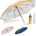 Kids Umbrella for Boys Girls, Yellow Cute Cartoon Automatic Folding Travel Umbrella with Reflective Stripe, Double Canopy Waterproof, 8 Ribs Windproof, Compact Rain Gear