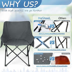HaSteeL Camping Chair for Adults, Compact Folding Portable Chairs Set with Side Pockets for Outdoors Fishing, Hiking, Backpacking, Picnic, Beach, Travel, Supports to 250lbs, & Storage Bags (Grey)