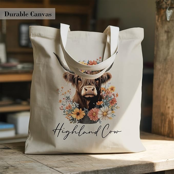 Aesthetic Canvas Tote Bag, Cute Reusable Bags for Women with Inner Pocket