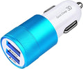 FiveBox Fast Car Charger, Quick 5.4A/30W Dual USB, QC 3.0 & 2.4A, Compatible Samsung Galaxy S23 S22 S21 S20 S10 S9 S8 Note, iPhone, Blue, Minimalist Style
