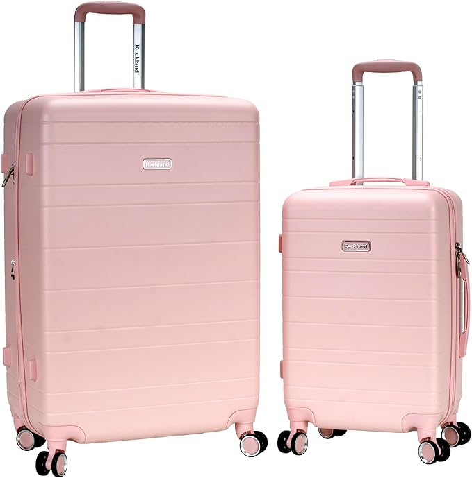 Rockland Palm Beach Hardside 2 Piece ABS Luggage Set, (20"/27"), Pink