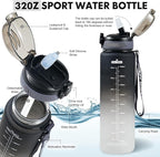 Sports Water Bottle with Straw,32 OZ Water Bottles with Time Marker for Boys and Girls,Simple Modern Water Bottle Plastic Leakproof Bpa Free,Waterbottle for Adults,School,Gym,Outdoor