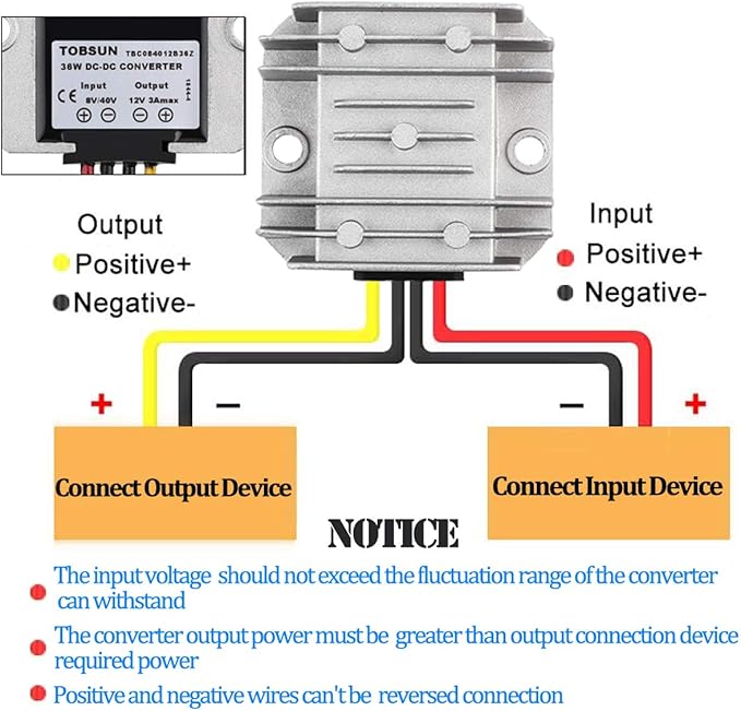 Voltage Reducer DC 8V-40V to 12V 3A 36W Automatic Buck Boost Converter Step Down Up Regulator Waterproof Module Transformer for Golf Cart Club Car