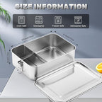 Umigy 1 Pcs Stainless Steel Food Containers 2400ml Metal Bento Lunch Box Stainless Steel Food Storage Containers, Lockable Clips to Leak Proof, Reusable Dishwasher Snack Boxes for Work