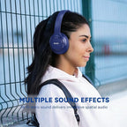 KVIDIO Bluetooth Headphones Over Ear, 65 Hours Playtime Wireless Headphones with Microphone, Foldable Lightweight Headset with Deep Bass, HiFi Stereo Sound Low Latency for Travel Work Cellphone