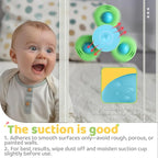 ALASOU 3PCS Suction Cup Spinner Toys for 1 Year Old Boy Girl|Spinning Top 12 18 Months|1 2 Year Old Boy Birthday Gift|Baby Bath Toy for Kids Ages 1-3|Sensory Airplane Travel Toy for Infant Toddlers