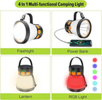 LED Camping Lantern, 1500 Lumens Camping Lantern Rechargeable with Solar Panel Charging, Waterproof, 8 Light Modes, 7500mAh Power Bank, Camping Flashlight for Hurricane Emergency, Hiking, Outdoor