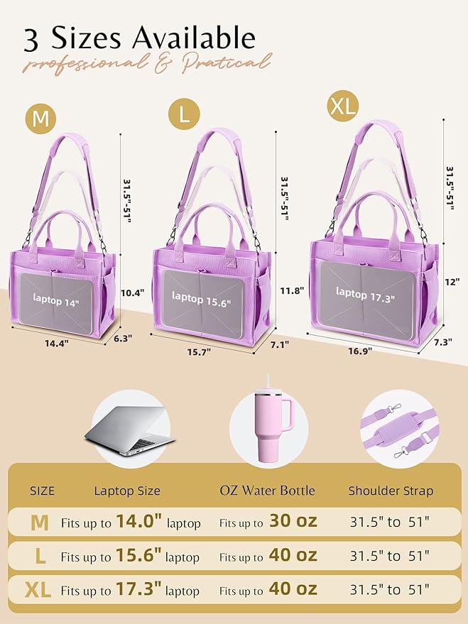 BESBESME Canvas Tote Bag for Women with Zipper & Compartments– Large Work & College Laptop Tote Crossbody Shoulder Bag