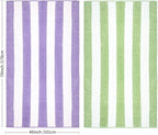 CLOWOOD Plush Oversized Beach Towel - Cotton 40 x 70 Inch Large Thick Purple Striped Cabana Pool Swimming Towel