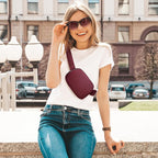 Belt Bag Fanny Pack Crossbody Bags for Women Fashion Waist Packs with Adjustable Strap Gifts for Women Men Teen Girls (Wine)