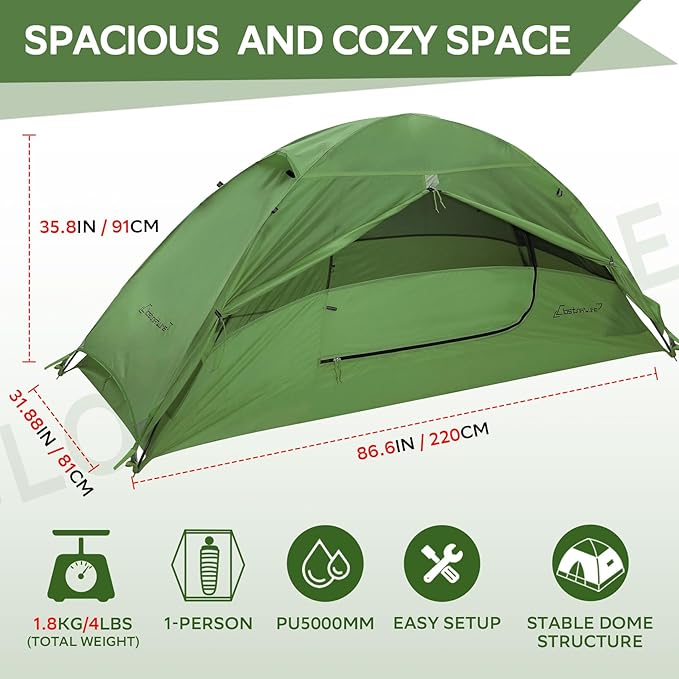 Clostnature Lightweight Tent for Backpacking - 1/2/3/4 Person Ultralight Backpacking Tent, Waterproof Easy Setup Camping Tent, Hiking Tent for Outdoor, Hiking and Mountaineering