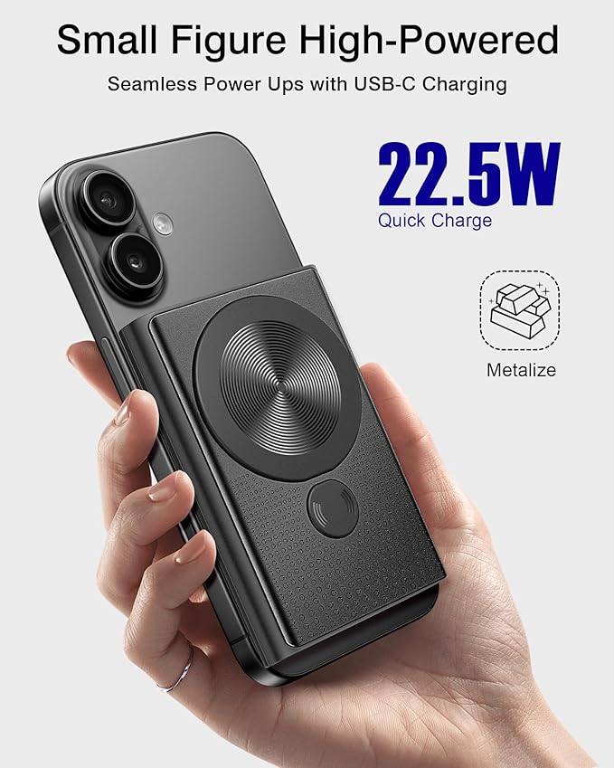 Kesguar Magnetic Portable Charger 10000mAh - 22.5W PD Super Fast Charging Wireless Power Bank, Ultra-Strong Magnet, USB C in&Out Battery Pack for iPhone 17/16/15/14/13/12 Pro Series
