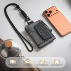 VULKIT RFID Blocking Lanyard Wallet for Men and Women, Nylon Neck Wallet with ID Window, Zipper Pouch and Keychain, Magnetic Pocket for Hiking, Fishing and Outdoor Activities, Ash Gray