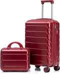 Kids Luggage Sets for Girls, 2 Piece Luggage Set, 20 Inch Rotating Wheel Suitcase with 14 Inch Cosmetic Case, Lightweight Hardshell Suitcase with 360° Spinner Wheels for Travel (Red)