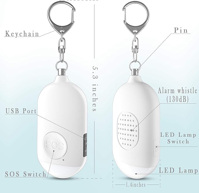 Safesound Personal Alarm Siren Song 1-Pack - 130dB Self Defense Alarm Keychain with Emergency LED Flashlight - Security Personal Protection Devices for Women Girls Kids and Elderly