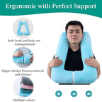 FHSGGP Travel Pillow Upgraded Version of Aircraft Travel Neck Pillow with Storage Bag, Sleep Pillows for Travel by Train, Car, or Plane, Supporting The Head and Body, Travel Pillow for Kids Blue