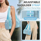 Mini Gym Bag for Women, Yoga Small Sports Bag for Women Girls, Waterproof PU Fitness Tote with Wet Compartment, Sky Blue