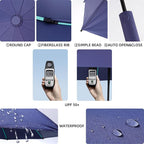 Folding Umbrella Anti-UV Compact Durable Folding Umbrella Auto Open Close Windproof Travel Umbrella Premium Grip Fits Backpack