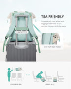 LOVEVOOK Laptop Backpack for Women, 15.6 Inch Work Laptop Bag with USB Port, Fashion Teacher Nurse Backpack Purse, Waterproof Travel Computer Backpack with Organizer Bag, 2PCS, Beige-Mint Green