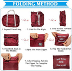 Foldable Travel Duffel Bag Tote Carry on Luggage Bag Spirit Airlines Personal item Sports Gym Bag Water Resistant Weekender Overnight Bags for Women and Men (Red)