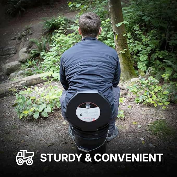 72 HRS Premium Portable Camping Toilet Seat with Lid for 5 Gallon Buckets, Outdoor Camping, Hiking, Emergencies - Perfect for Emergency Preparedness, Backcountry, Car, Boat, Road Trips (No Bucket)