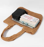 GOLDTIMO Beach Bags for Women - Summer Soft Large Woven Shoulder Purse Handbag, Beach Tote Straw Bag for Summer Vacation