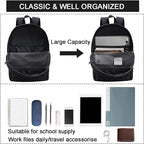 SUPACOOL Lightweight School Backpack with Pencil Pouch, Backpack for School Boys and Girls(Black backpack set)