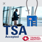 Brinks TSA Accepted Indicator Luggage Lock, Blue - Resettable 3-Dial Combination, 2.5 inch Long Cable Shackle, New More Secure TSA008 Key, 4 Pack